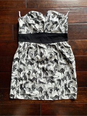 Folter Black Cat Strapless Mini Dress XL Goth Punk Pinup